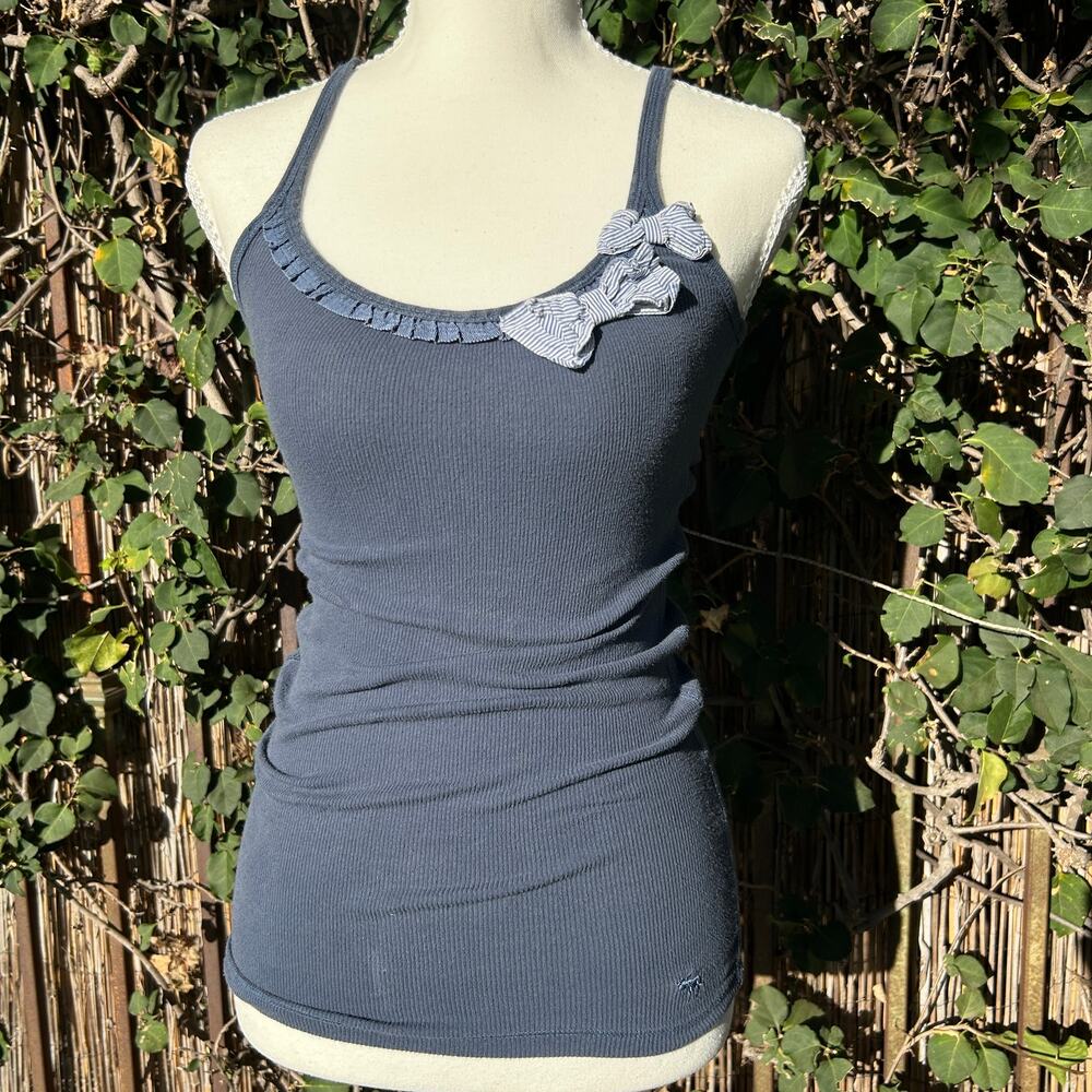 VTG Y2K Abercrombie & Fitch Ribbed Perfect Stretch Bella Swan Tank Top S Navy